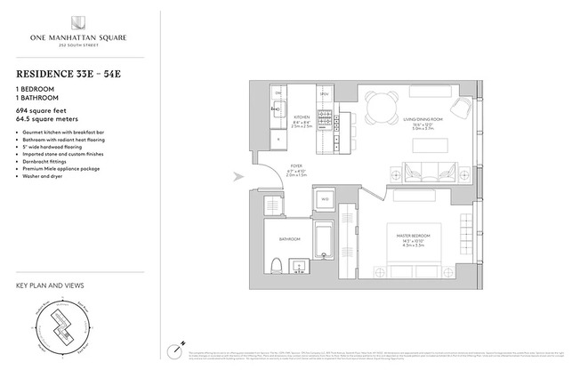 1 bed, 1 bath, 694 sqft, $5,500, Unit 41E