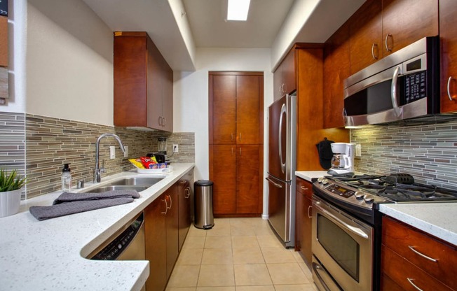 Spacious Kitchen With Pantry Cabinet at The Adler Apartments, Los Angeles, CA, 90025