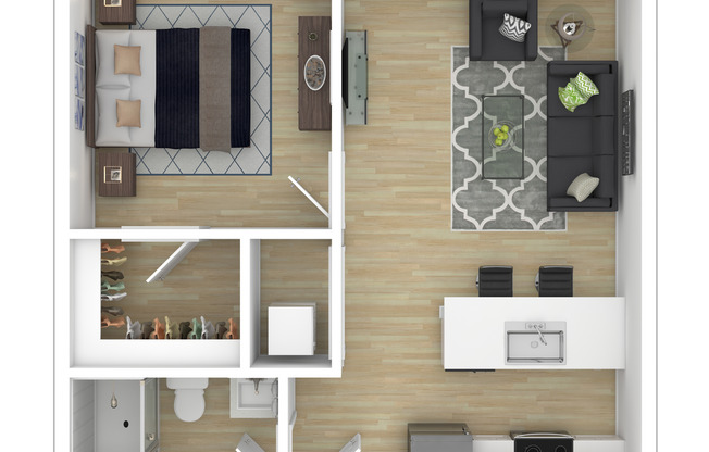 1 bed, 1 bath, 434 sqft, $1,995