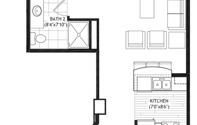 2 beds, 2 baths, 838 sqft, $3,100, Unit 1401