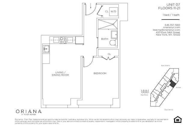 1 bed, 1 bath, 559 sqft, $5,421, Unit 1107