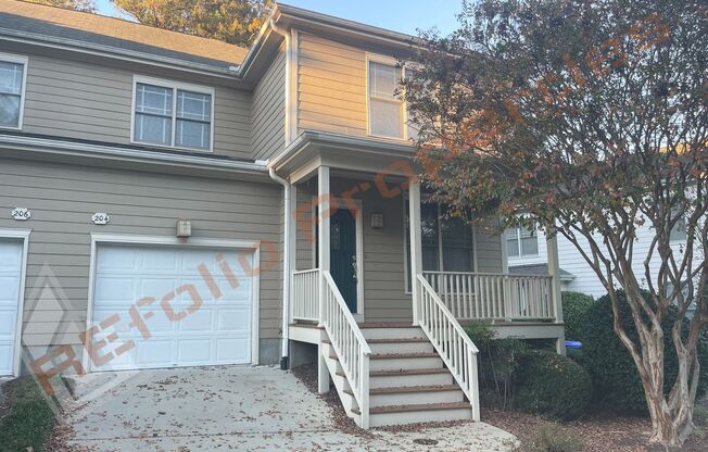 Freshly Painted with New Carpet and Wood Flooring! Beautiful 3 Bedroom 3 Bath 1-Car Garage End Unit Townhome with a Guest Suite on 1st FL @ Pickard Oaks, Chapel Hill, Available Now!