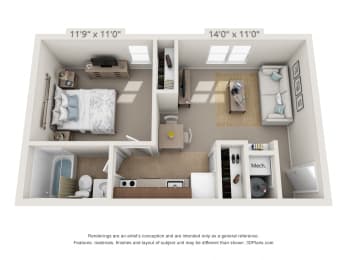 1 bed, 1 bath, 500 sqft, $1,025