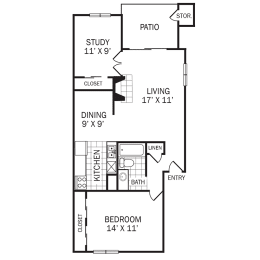 1 bed, 1 bath, 826 sqft, $1,082