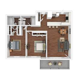 2 beds, 2 baths, 936 sqft, $1,489