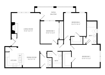 3 beds, 2 baths, 1,341 sqft, $1,455