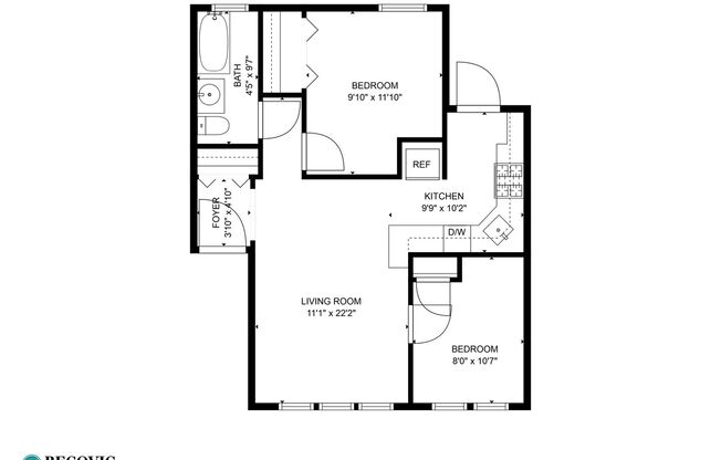 2 beds, 1 bath, 569 sqft, $2,200, Unit 6110-1W