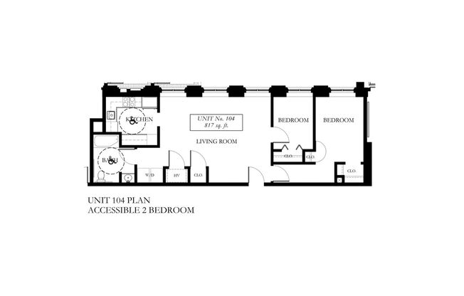 2 beds, 1 bath, 817 sqft, $2,150, Unit 104