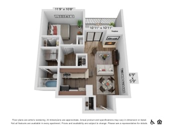 1 bed, 1 bath, 840 sqft, $1,461