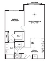 1 bed, 1 bath, 724 sqft, $2,181