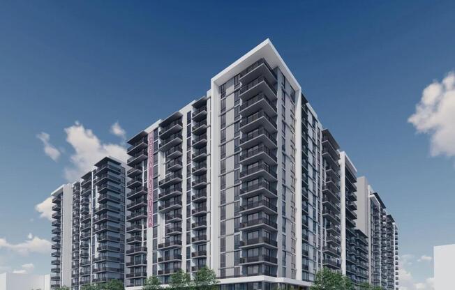 Select Modera Aventura apartment  homes feature private balconies and patios with city, green space, or ocean views.