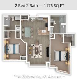 2 beds, 2 baths, 1,176 sqft, $2,121