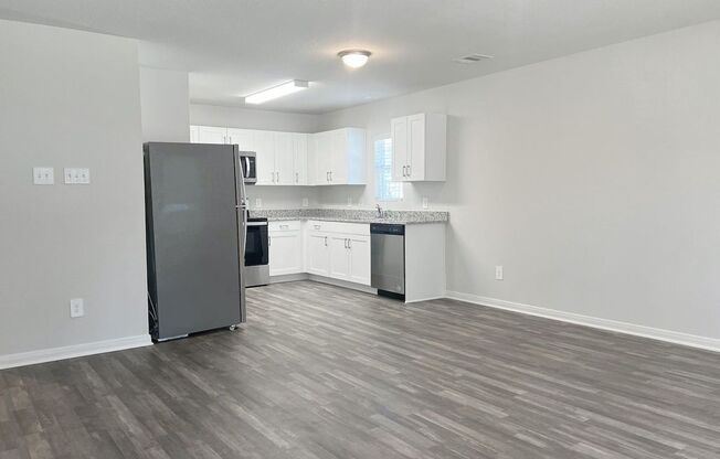 The home is a 1 story, 2 car garage 3 bedrooms, 2 full baths. Open floor plan from the kitchen area. Washer/Dryer connections, refrigerator is available. All e