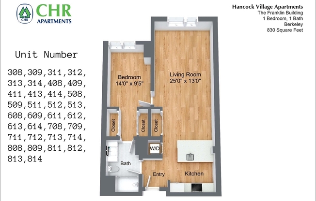 1 bed, 1 bath, 830 sqft, $3,365, Unit 308