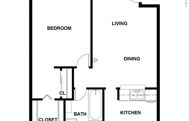 1 bed, 1 bath, 627 sqft, $900