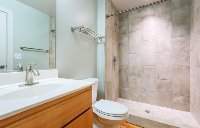 bathroom with updated materials