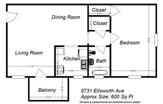 1 bed, 1 bath, 600 sqft, $1,399, Unit 5731 Ellsworth Ave. #C2