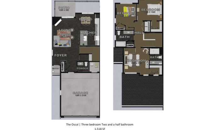 3 beds, 2.5 baths, 1,518 sqft, $2,745, Unit 3331
