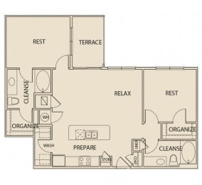 2 beds, 2 baths, 1,133 sqft, $1,691