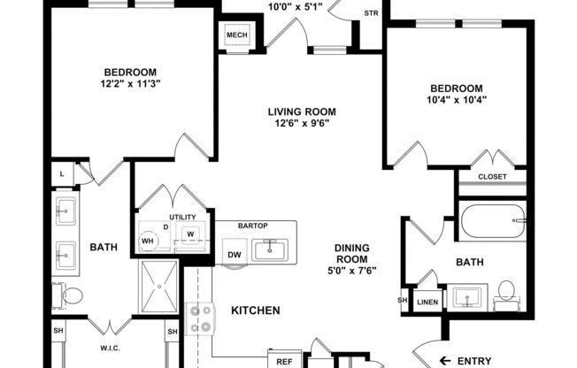 2 beds, 2 baths, 985 sqft, $1,503