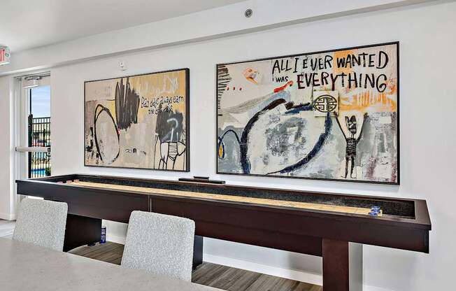 A painting with the words 