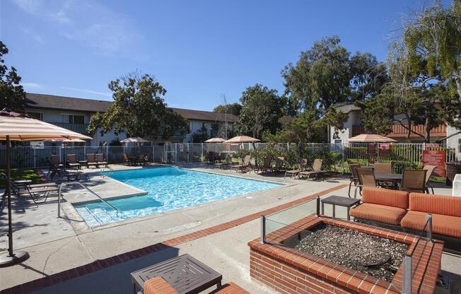 Mini Swimming Pool And Relaxing Area, at Pacific Oaks Apartments, Towbes, California, 93117