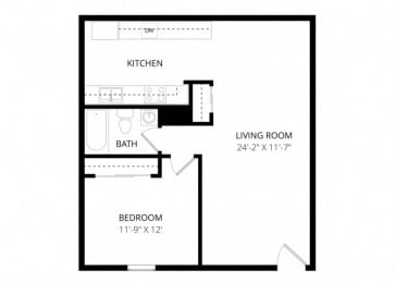 1 bed, 1 bath, 580 sqft, $1,495