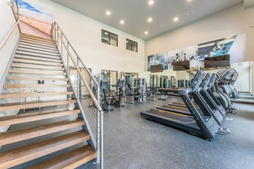 Fitness Center With Modern Equipment at Residences at 3000 Bardin Road, Texas