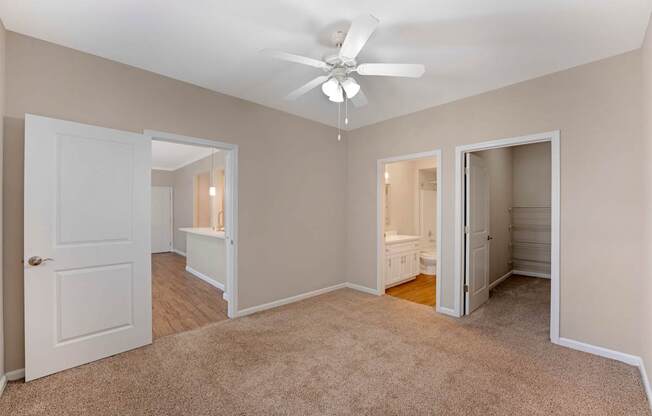 The primary bedrooms feature spacious walk-in closets and private bathrooms, offering comfort and convenience at Ascent at the Galleria.