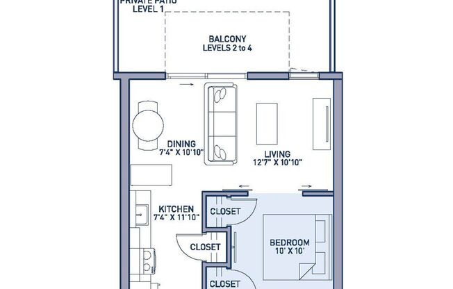 1 bed, 1 bath, 584 sqft, $1,565, Unit 308