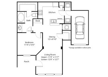 1 bed, 1 bath, 735 sqft, $1,043