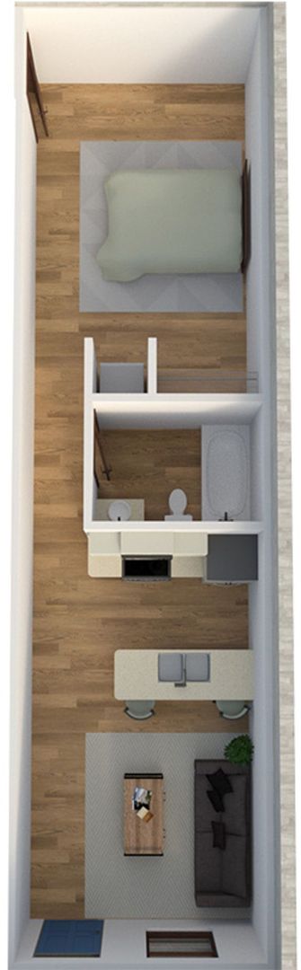 Studio, 1 bath, 642 sqft, $1,100, Unit 001