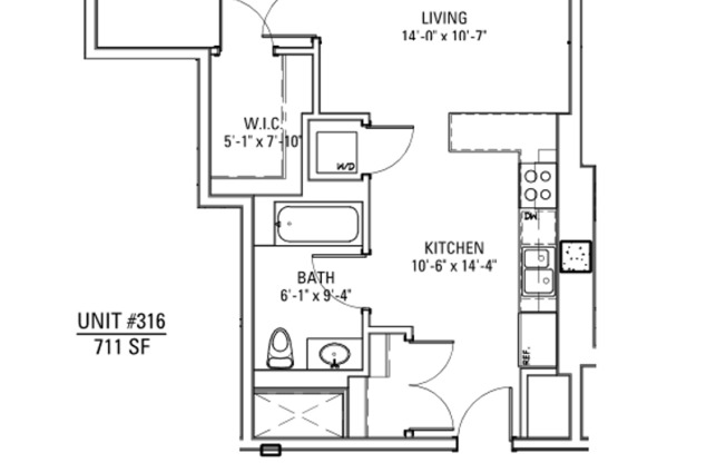 1 bed, 1 bath, 642 sqft, $2,850, Unit 3833-316