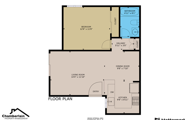1 bed, 1 bath, 555 sqft, $1,795, Unit 36