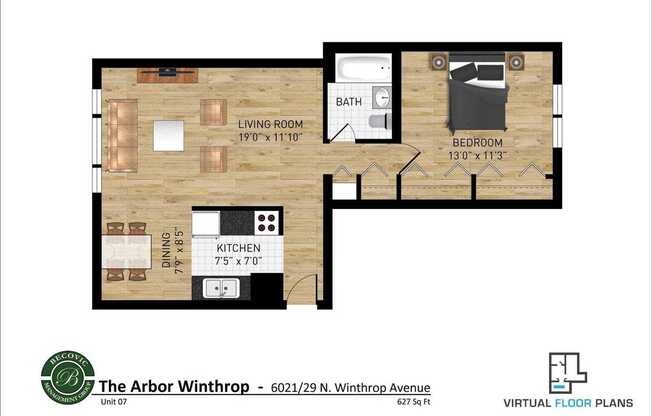 1 bed, 1 bath, 600 sqft, $1,750, Unit 407