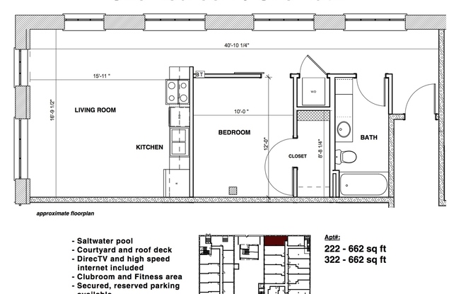1 bed, 1 bath, 591 sqft, $1,395, Unit APT 222