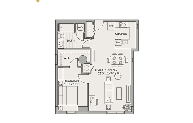 1 bed, 1 bath, 814 sqft, $3,400, Unit 410