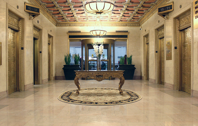 Gorgeous Lobby at The Terminal Tower Residences, Cleveland Apartments, OH, 44113
