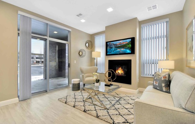 living room with fireplace