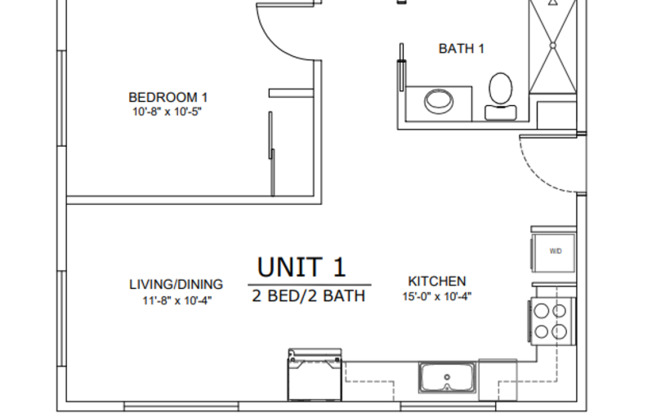 2 beds, 2 baths, 861 sqft, $3,495, Unit 1