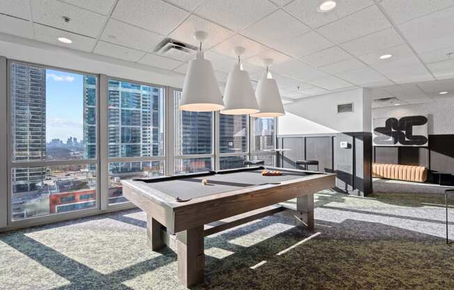 Billiards Room at Shoreham and Tides Apartments, Chicago, Illinois