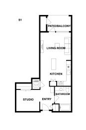 Studio, 1 bath, 596 sqft, $2,553