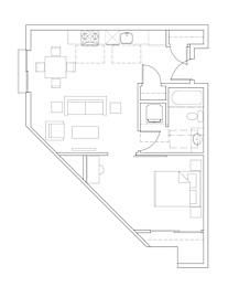 1 bed, 1 bath, 611 sqft, $2,779