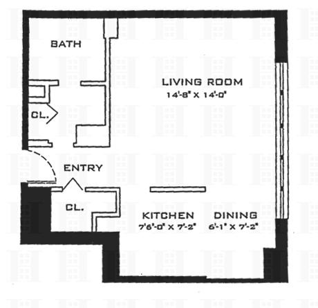 Studio, 1 bath, 493 sqft, $3,750, Unit 23D