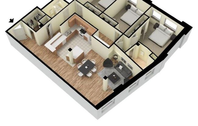 3 beds, 2 baths, 1,360 sqft, $2,800, Unit 307
