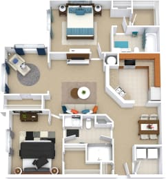 2 beds, 2 baths, 1,082 sqft, $1,835