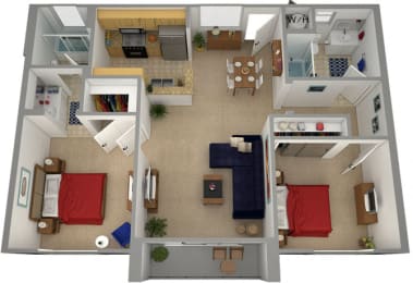 2 beds, 2 baths, 880 sqft, $2,299