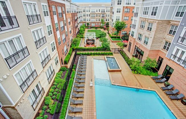Community exterior and swimming pool