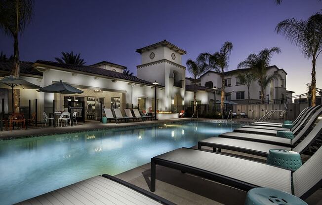 Swimming Pool with Lounge Chairs, at SETA, La Mesa, CA