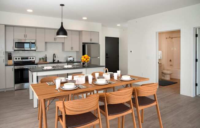 Dining Room and Kitchen View at The Hill Apartments, Saint Paul, MN, 55103
